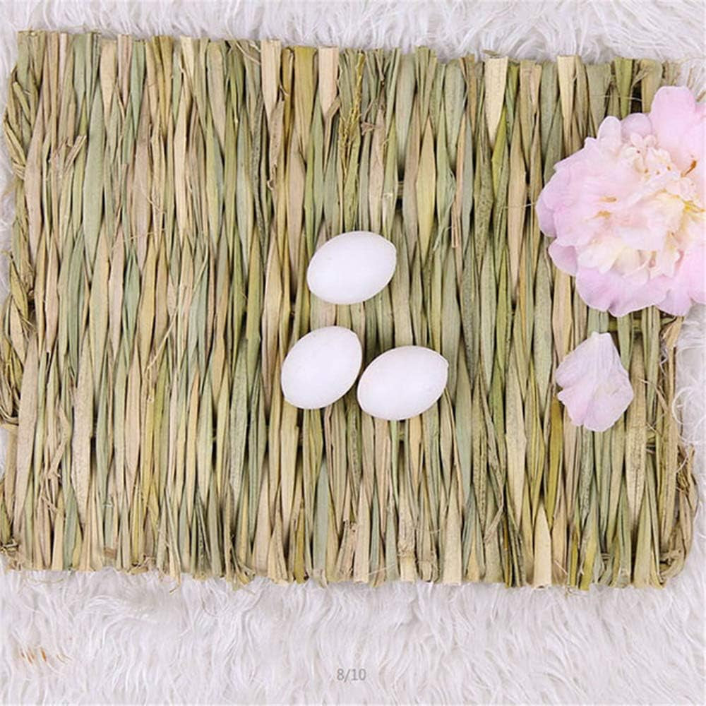 Grass Mat Woven Bed Mat for Small Animal Bunny Bedding Nest Chew Toy Bed Play Toy for Guinea Pig Parrot Rabbit Hamster Rat(Pack of 3)