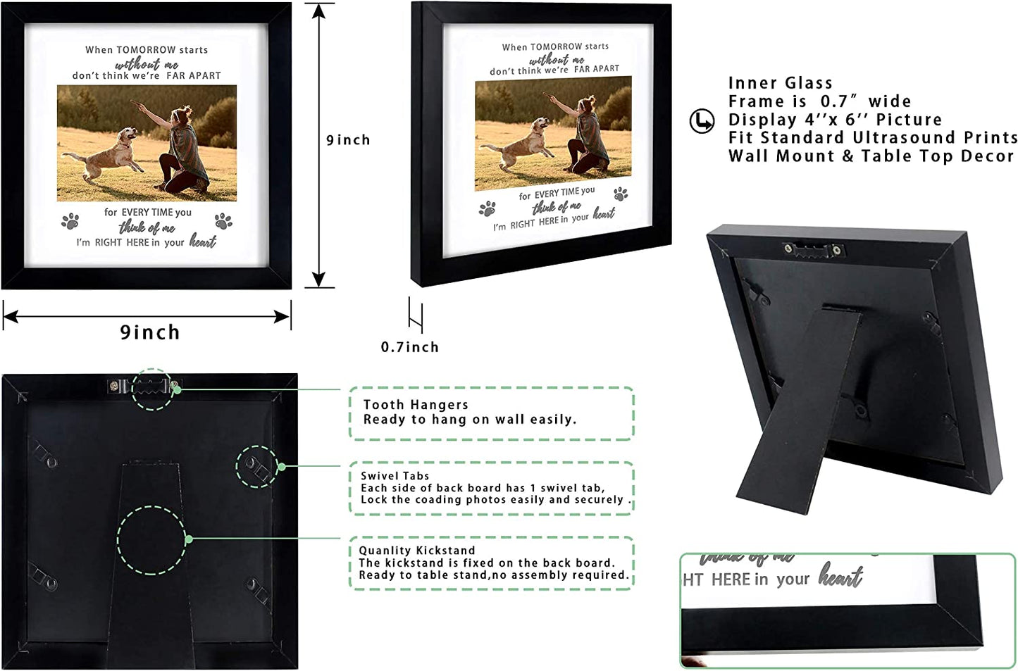 Kcrasan Paw Print Kit Dog Frame - Pet Memorial Picture Frame with Pawprints - Dog or Cat Paw Print Kit, Pet Keepsake Picture Frame for Pet Love Dog Memorial Gifts for Paw Print Frame, Sympathy Gift