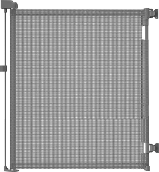 Dearlomum Retractable Baby Gate,Mesh Baby Gate or Mesh Dog Gate,41" Tall,Extends up to 79" Wide,Child Safety Gate for Doorways, Stairs, Hallways, Indoor/Outdoor（Grey,41"X79"