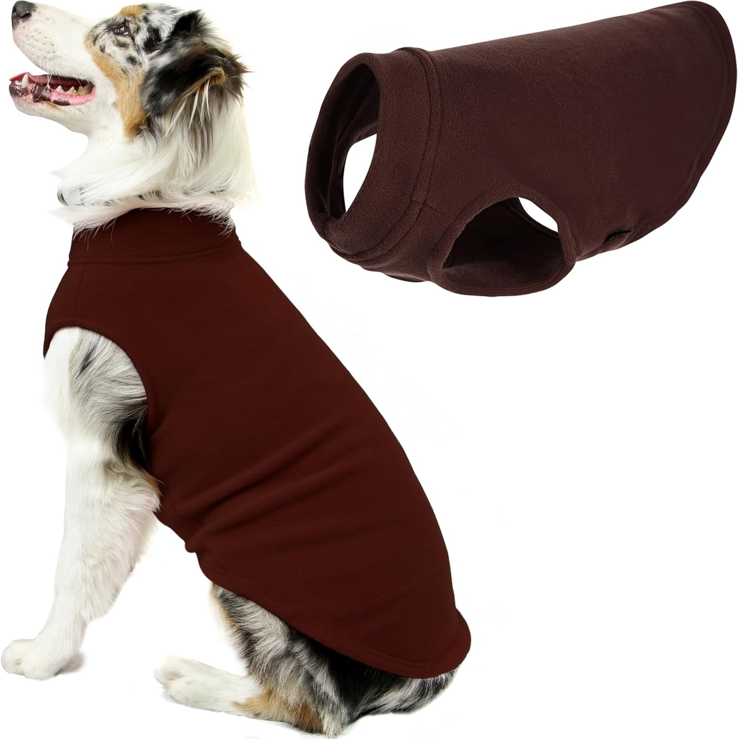 Gooby Stretch Fleece Vest Dog Sweater - Brown, 4X-Large - Warm Pullover Fleece Dog Jacket - Winter Dog Clothes for Small Dogs Boy or Girl - Dog Sweaters for Small Dogs to Dog Sweaters for Large Dogs