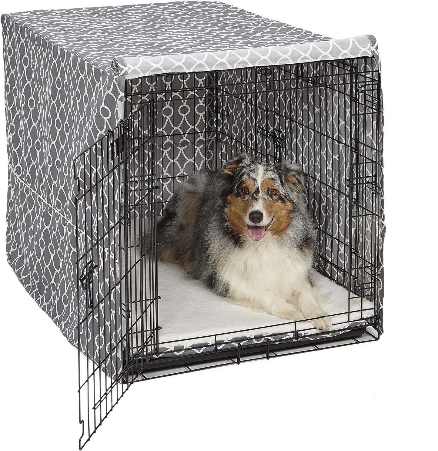 Midwest Homes for Pets Dog Crate Cover, Privacy Dog Crate Cover Fits Midwest Dog Crates, Crate Cover Only; Machine Wash & Dry; Gray Geo Print; 42 Inch