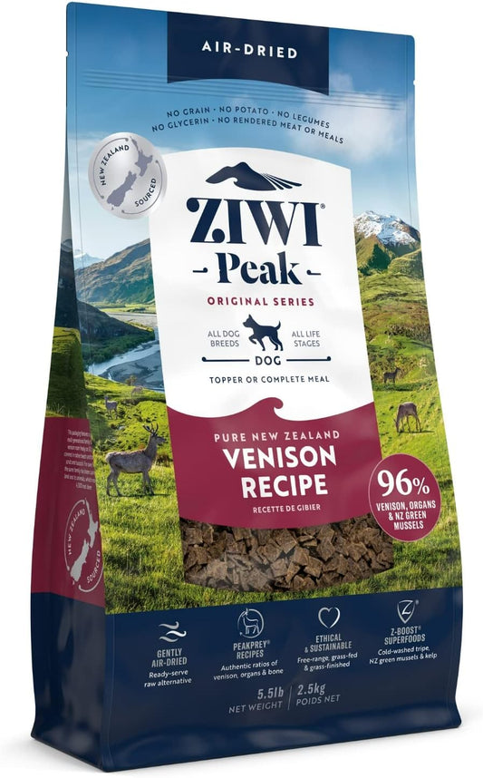 ZIWI Peak Air-Dried Dog Food – All Natural, High Protein, Grain Free & Limited Ingredient with Superfoods (Venison, 5.5 Lb)