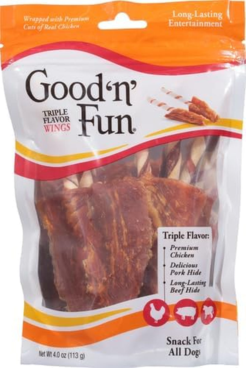 Good 'N' Fun Triple Flavor Wings, Made with Real Meat, Treats for All Dog Sizes