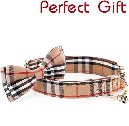 Dog Bowtie Collars, Cute Soft Velvet Dog Collar with Bow Tie, Safety Metal Buckle, Adjustable Collars for Boy and Girl Dogs Pets.