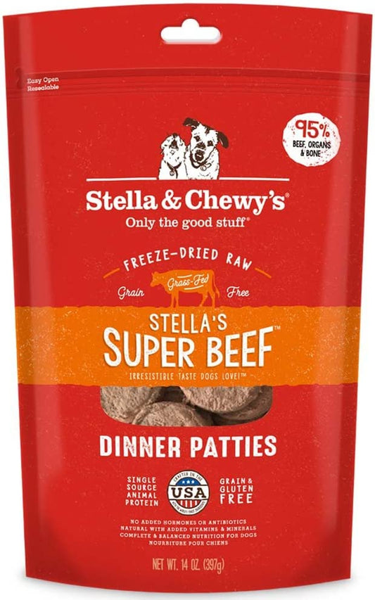 Stella & Chewy'S Freeze Dried Raw Dinner Patties – Grain Free Dog Food, Protein Rich Stella’S Super Beef Recipe – 14 Oz Bag