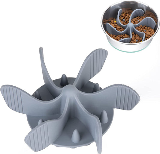 Slow Feeder Dog Bowls Insert [36 Octopus Suction Cups] Super Firm Slow Eating Bowl [Cuttable] for Small Breed and Medium Size Dog Compatible with Regular and Elevated (Spiral)