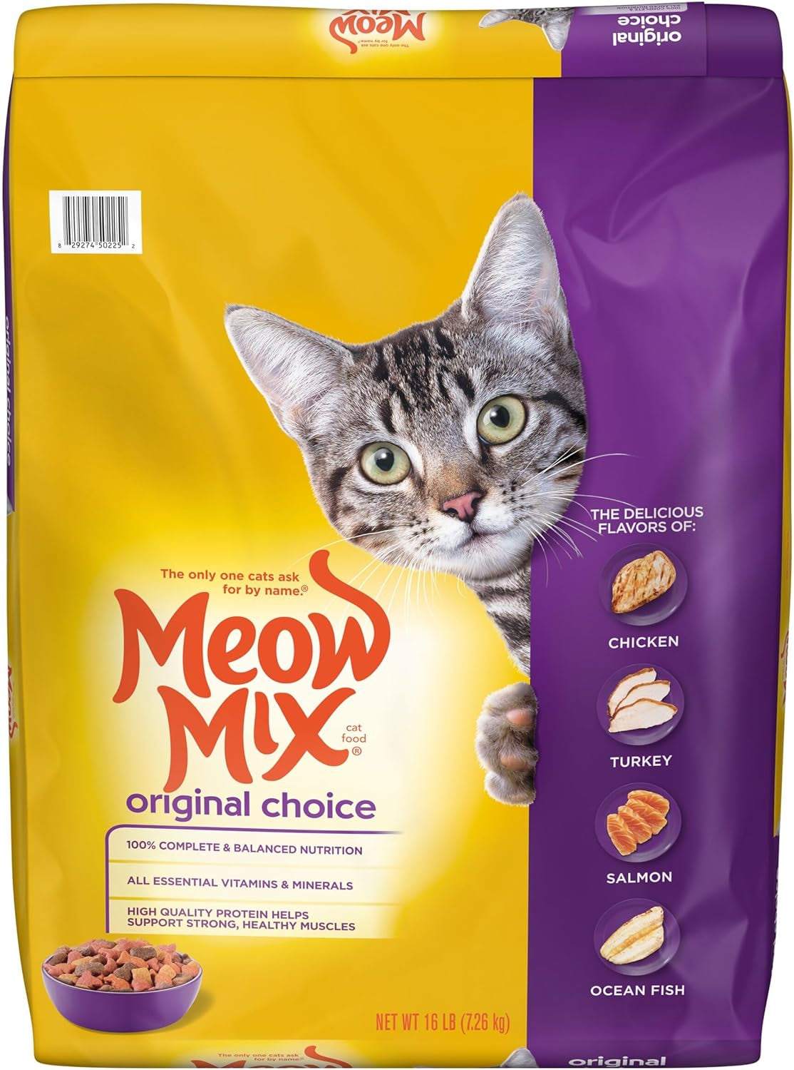 Meow Mix Original Choice Dry Cat Food, 16 Pound, Complete & Balanced Nutrition