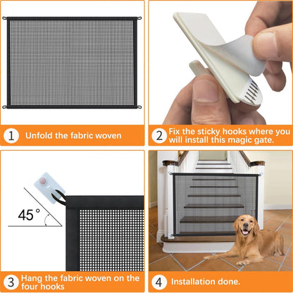 Dog Gate for Stairs Pet Gates for the House: Dogs Screen Mesh Gate for Doorways Stairways Indoor Safety 29 Inch Tall, 50 Inch Wide