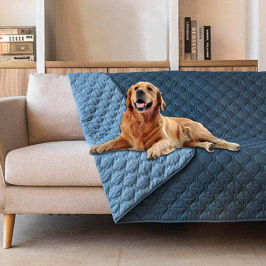 Gogobunny 100% Double-Sided Waterproof Dog Bed Cover Pet Blanket Sofa Couch Furniture Protector for Kids Children Dog Cat, Reversible (68X82 Inch (Pack of 1), Dark Blue/Light Blue)