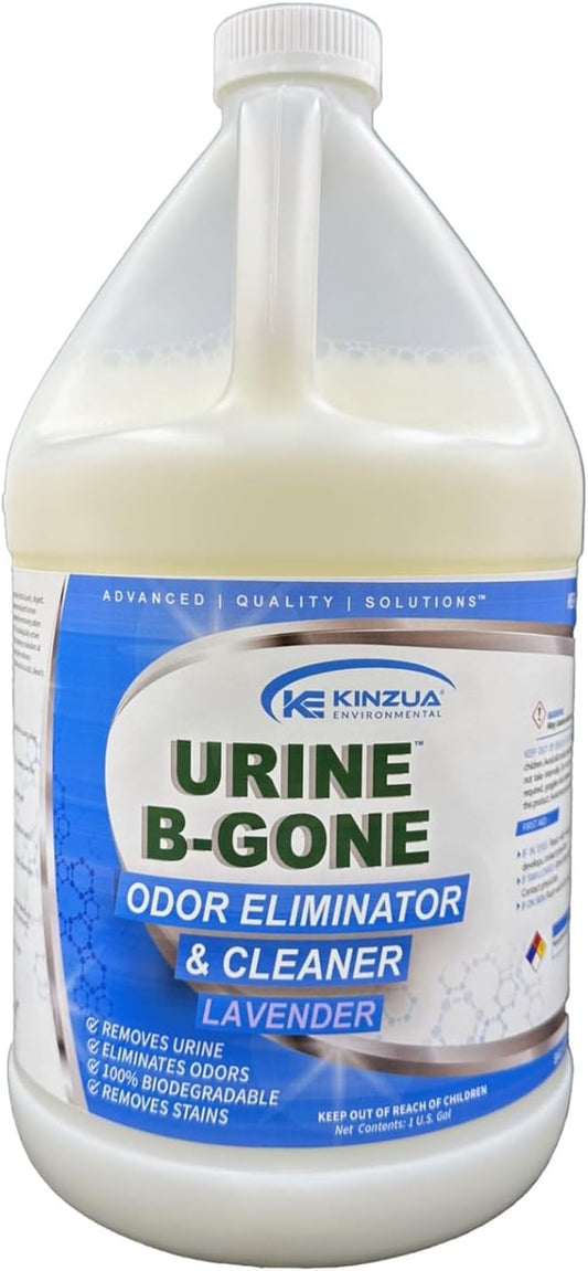 Urine B-Gone, Professional Enzyme Odor Eliminator & Pet Stain Remover, Human, Cat & Dog Urine Cleaner, Effective on Laundry, Carpets & More, Lavender Scent, 1 Gallon