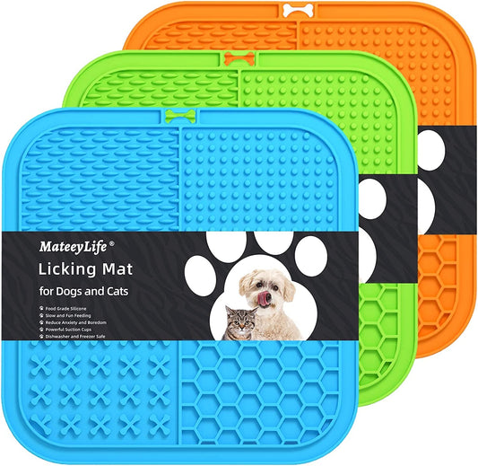 Mateeylife 3PCS Large Lick Mat for Dogs and Cats with Suction Cups, Dog Lick Mat for Anxiety Relief, Dog Toys to Keep Them Busy, Dog Enrichment Toys for Bathing, Cat Peanut Butter Lick Pad for Boredom