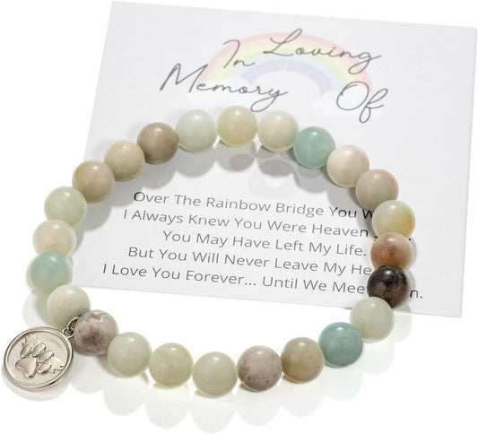 Rainbow Bridge Pet Bracelets Pet Memorial Gifts Loss of Pet Sympathy Gift Dog&Cat Pet Memorial Gifts Wing Palm Bracelet for Loss of Pet Gift