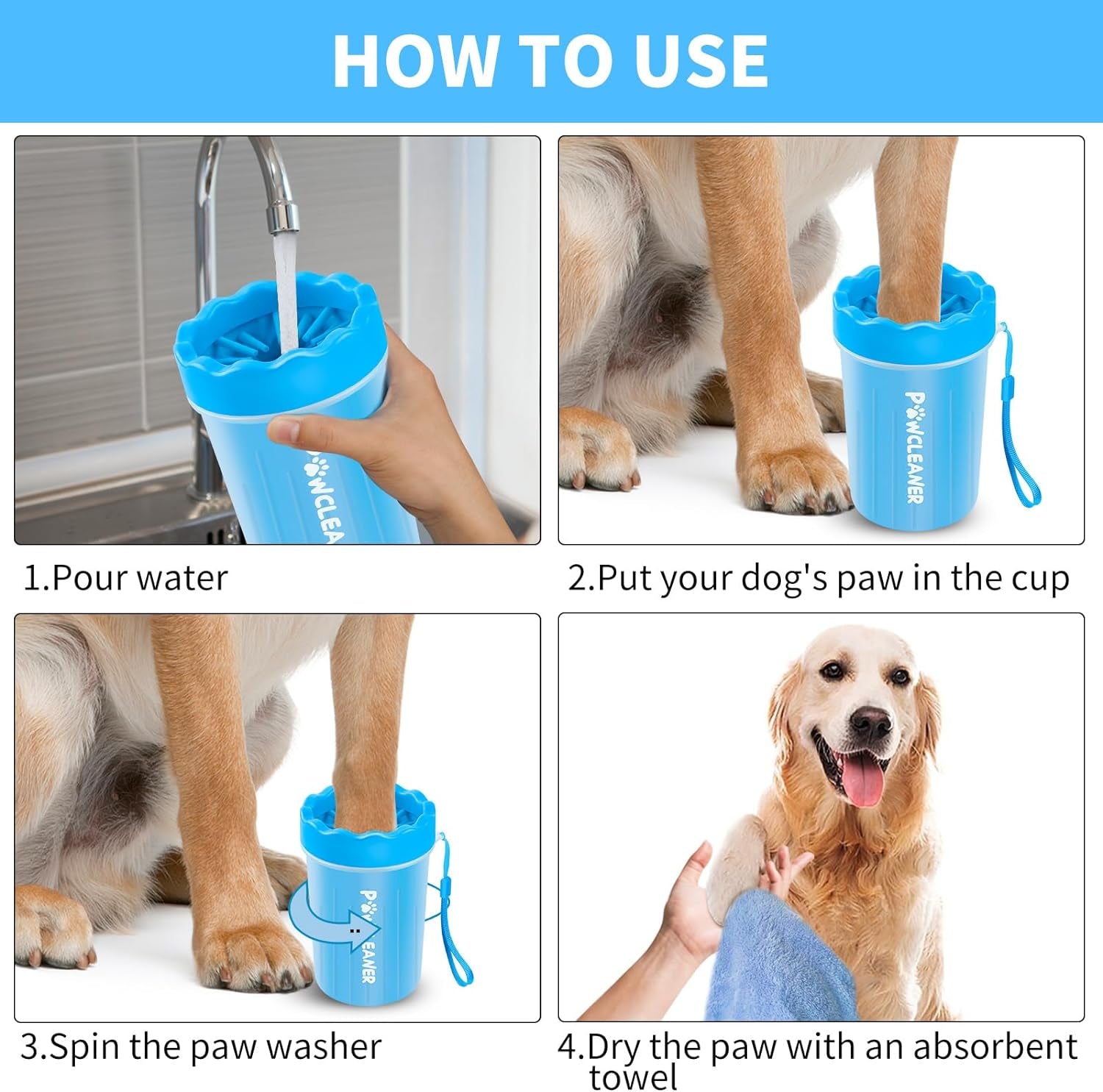 Dog Paw Cleaner, Dog Paw Washer, Paw Buddy Muddy Paw Cleaner, Pet Foot Cleaner for Small Medium Large Breed Dogs/Cats (With 3 Absorbent Towel)