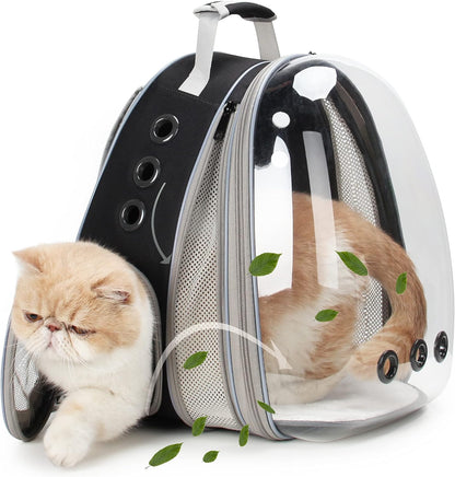 LOLLIMEOW Pet Carrier Backpack, Bubble Backpack Carrier, Cats and Puppies,Airline-Approved, Designed for Travel, Hiking, Walking & Outdoor Use (Square Expandable-Green)