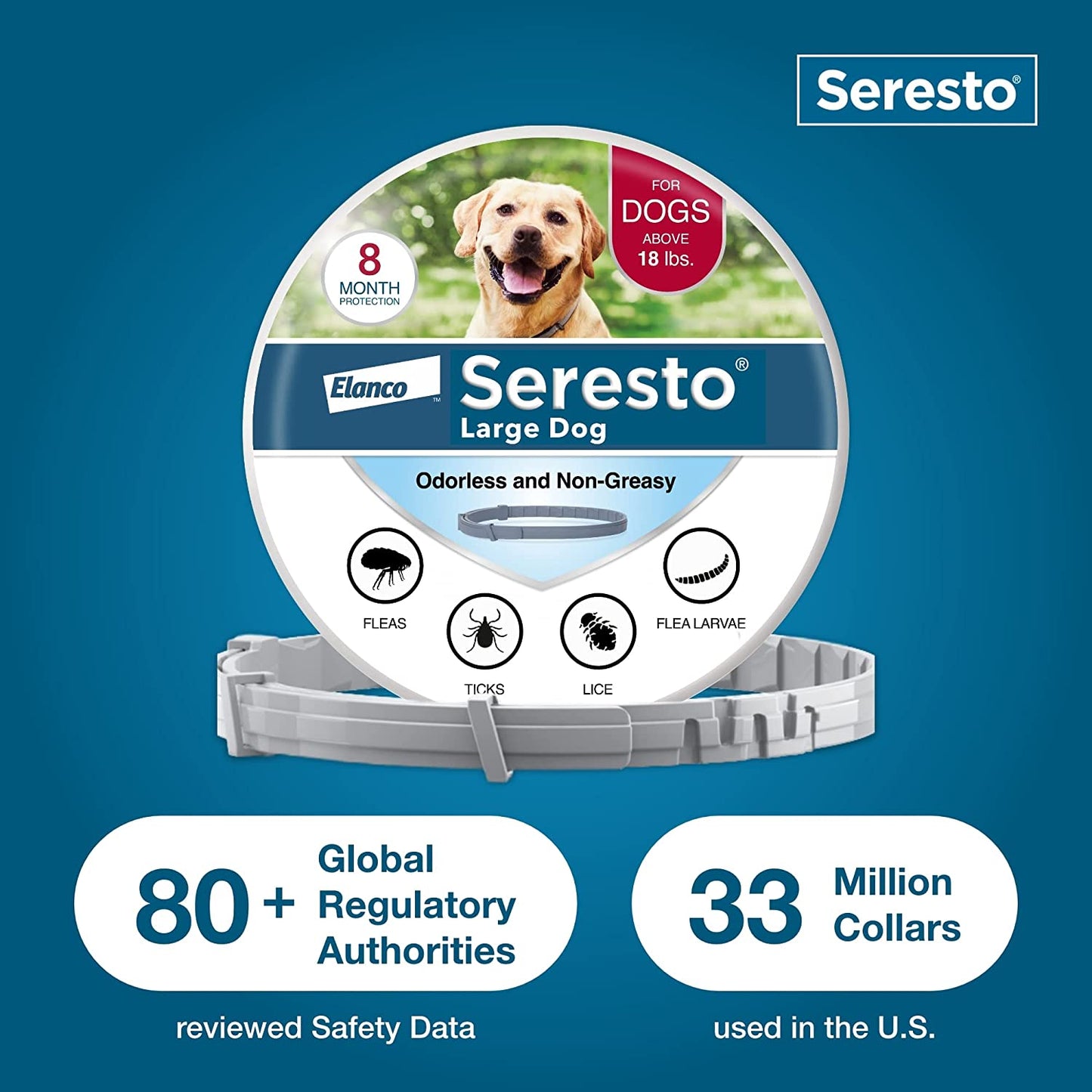 Seresto Large Dog Vet-Recommended Flea & Tick Treatment & Prevention Collar for Dogs over 18 Lbs. | 2-Pack