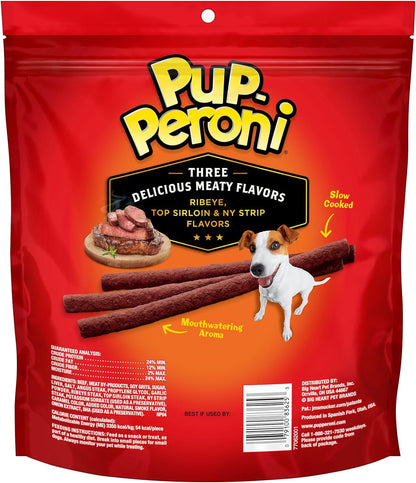 Pup-Peroni Dog Treats, Triple Steak Flavor, 22.5 Ounce, Ribeye, Top Sirloin, NY Strip Flavors, No Red 40 or Fillers