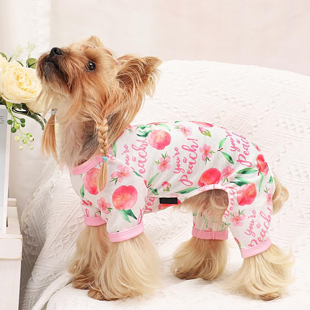 Small Dog Pajamas, Cotton Stretchable Pet Dog Pajamas Jammies Doggie Pajamas for Small Dogs Female Male, Spring Summer Doggie Pjs Doggy Pajamas for Small Dogs (Yellow Duck, S)