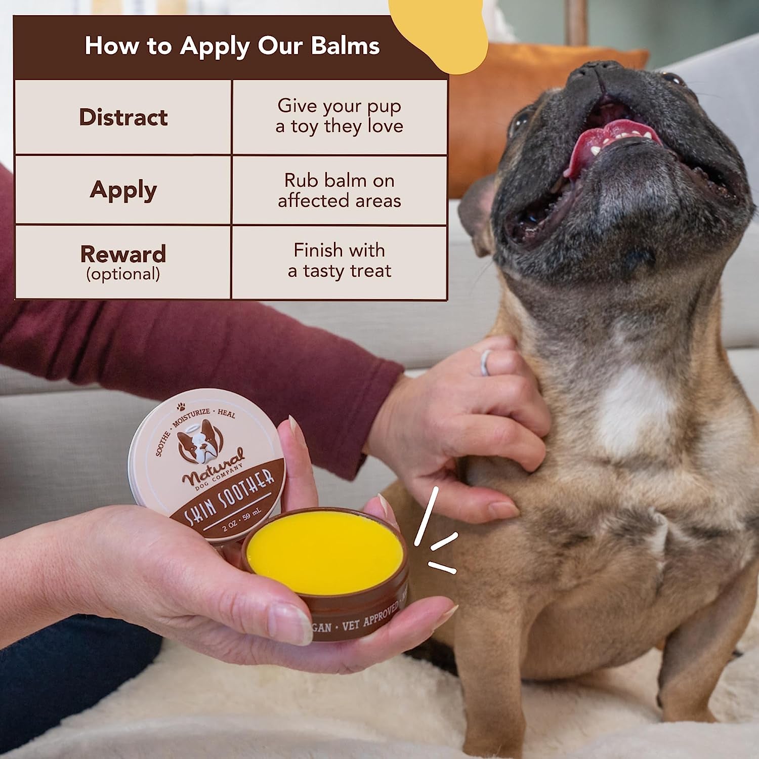 Natural Dog Company Skin Soother, 2 Oz. Stick, Allergy and Itch Relief for Dogs, Dog Moisturizer for Dry Skin, Dog Lotion, Ultimate Healing Balm, Dog Rash Cream