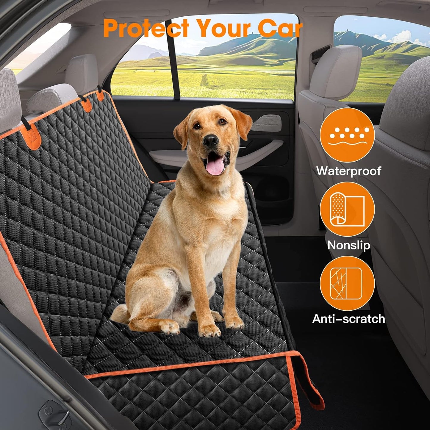 MIXJOY Dog Seat Cover for Back Seat Waterproof Dog Seat Covers for Cars, Car Seat Protector for Dogs, Nonslip Back Seat Cover for Trucks & SUV