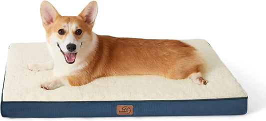 Bedsure Medium Dog Bed for Medium Dogs - Orthopedic Dog Beds with Removable Washable Cover, Egg Crate Foam Pet Bed Mat, Dog Bed Pillows for up to 35Lbs, Denim Blue