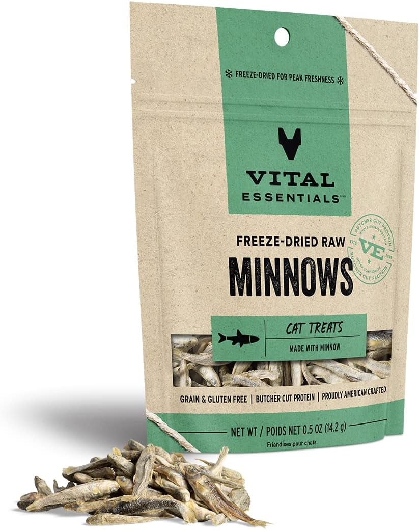 Vital Essentials Freeze Dried Raw Single Ingredient Cat Treats, Minnows, 1 Oz