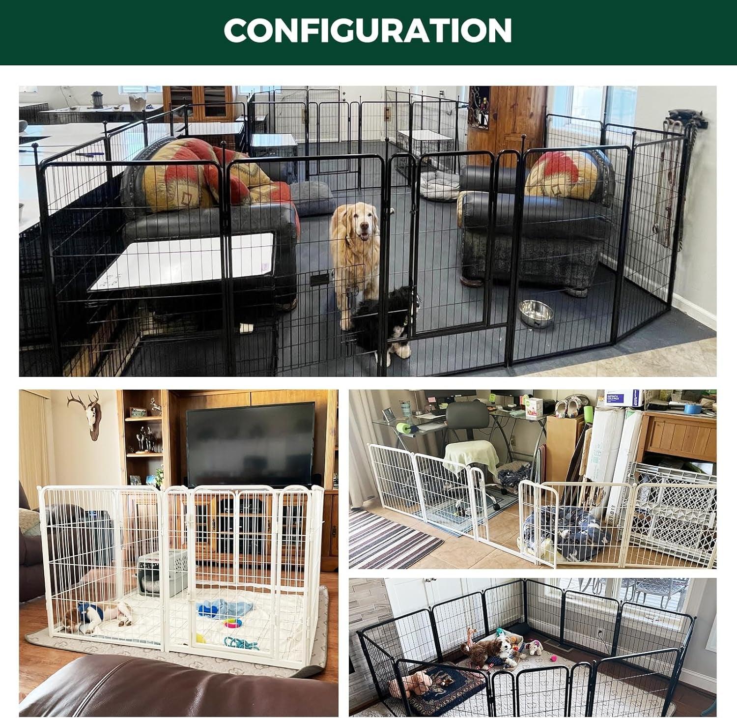 FXW Homeplus Indoor Dog Playpen - Stress-Free and Safe Play, 32 Inch 6 Panels for Small and Medium Dogs, Black│Patented