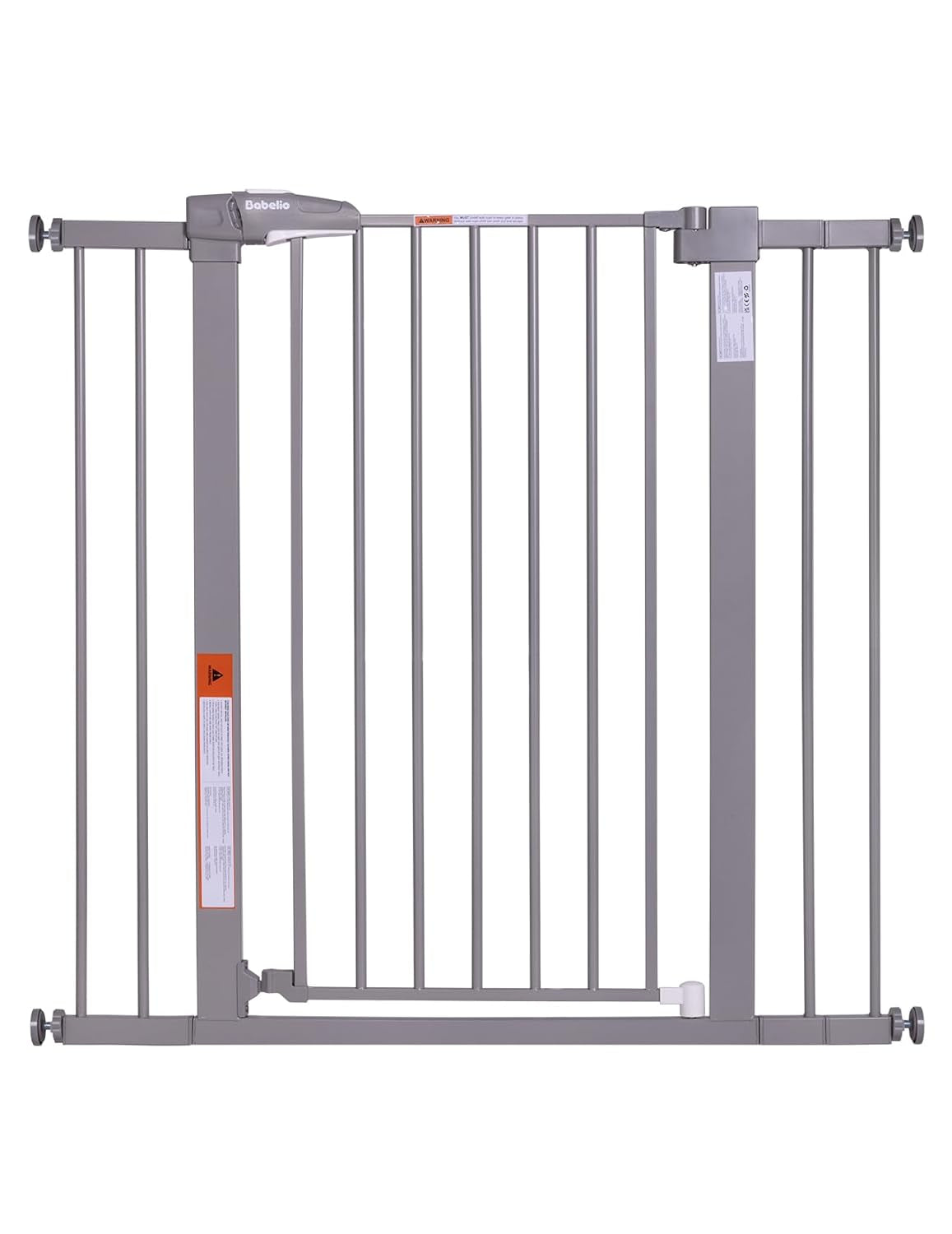 BABELIO 36" Extra Tall Dog Gate, 26''-40'' Wide Auto Close Baby Gate, Pressure Mounted Metal Pet Gate, Easy Install No Drilling, No Tools Required, with Wall Protectors and Extenders (Gray)