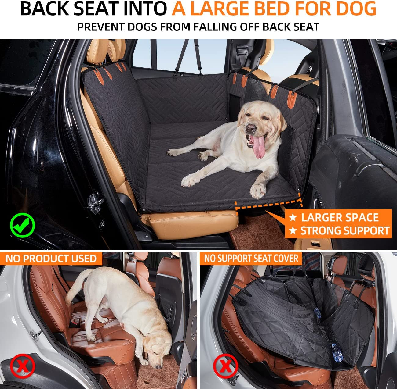 YJGF Back Seat Extender for Dogs, Seat Cover for Back Seat Bed Inflatable for Car Camping Air Mattress,Dog Hammock for Car Travel Bed,Non Inflatable Car Bed Mattress for Car SUV Truck (Grey)