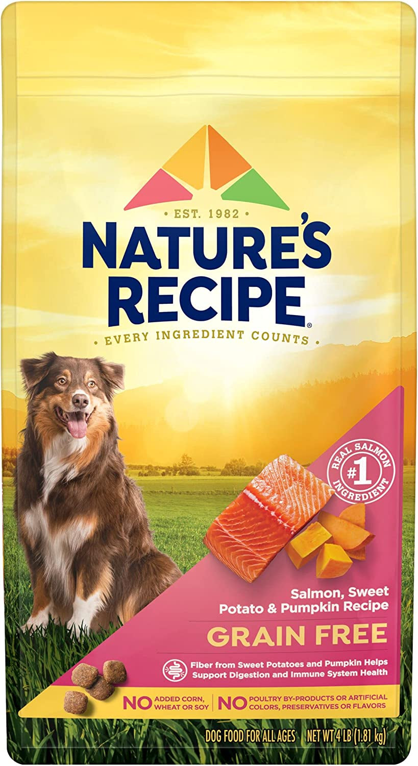 Nature′S Recipe Dry Dog Food, Grain Free Salmon, Sweet Potato & Pumpkin Recipe, 4 Lb. Bag