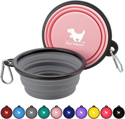 Collapsible Dog Bowls for Travel, 2-Pack Dog Portable Water Bowl for Dogs Cats Pet Foldable Feeding Watering Dish for Traveling Camping Walking with 2 Carabiners, BPA Free