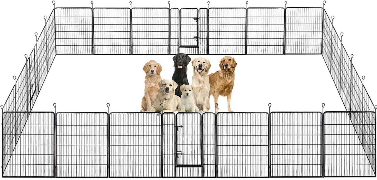 Bestpet Dog Playpen Pet Dog Fence 24"/ 32" /40" Height 8/16/24/32 Panels Metal Dog Pen Outdoor Exercise Pen with Doors for Large/Medium/Small Dogs,Pet Puppy Playpen for Rv,Camping,Yard