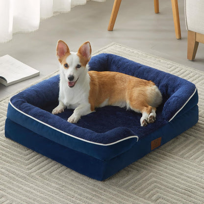 WNPETHOME Waterproof Dog Beds for Medium Dogs, Orthopedic Medium Dog Bed with Sides, Big Dog Couch Bed with Washable Removable Cover, Pet Bed Sofa with Non-Slip Bottom for Sleeping