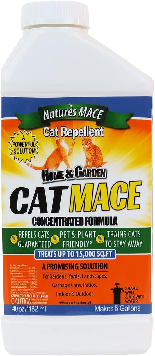 Nature’S MACE 40Oz Concentrate Cat Repellent, Treats 15,000 Sq. Ft., Keep Cats Out, Train Your Cat to Stay Out, Cat Training Tool, Cat Deterrent Indoor & Outdoor, Cat Scratch Deterrent Training Aid