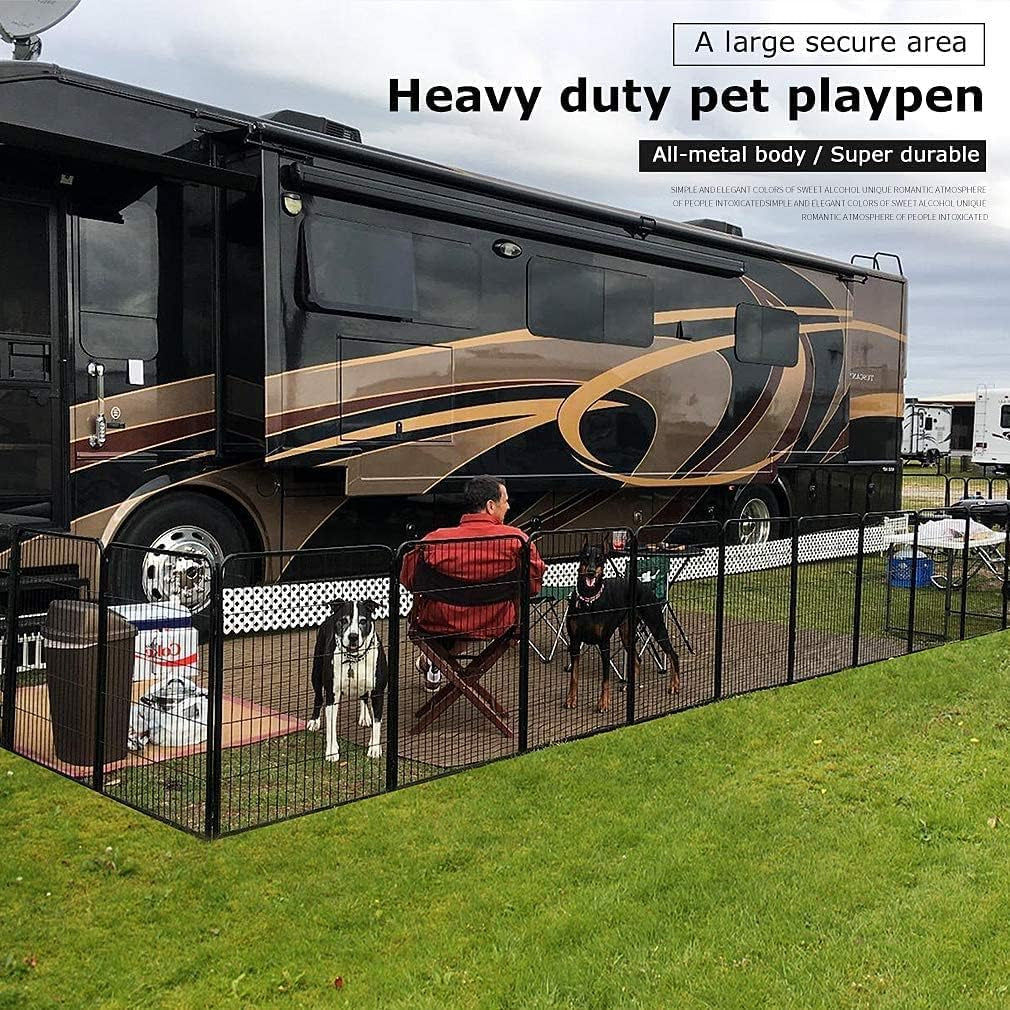 Bestpet Dog Playpen Pet Dog Fence 8/16 Panels 24”/ 32” /40” Height Metal Dog Pen Outdoor Exercise Pen with Doors for Large/Medium/Small Dogs,Pet Puppy Playpen for Rv,Camping,Yard