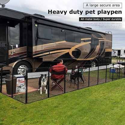 Bestpet Dog Playpen Pet Dog Fence 24"/ 32" /40" Height 8/16/24/32 Panels Metal Dog Pen Outdoor Exercise Pen with Doors for Large/Medium/Small Dogs,Pet Puppy Playpen for Rv,Camping,Yard