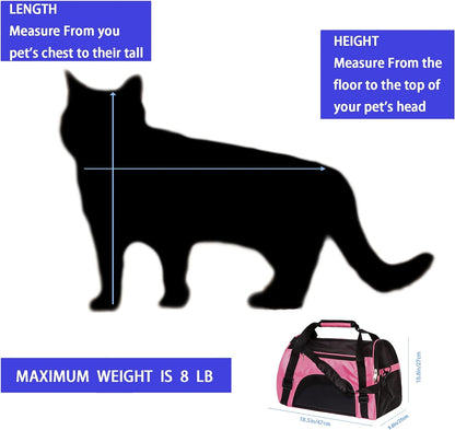 Pet Carrier Soft-Sided Carriers for Cat Carriers Dog Carrier for Small Medium Cats Dogs Puppies Pet Carrier Airline Approved up to 15 Lbs Cat Dog Pet Travel Carrier (Small, Pink)