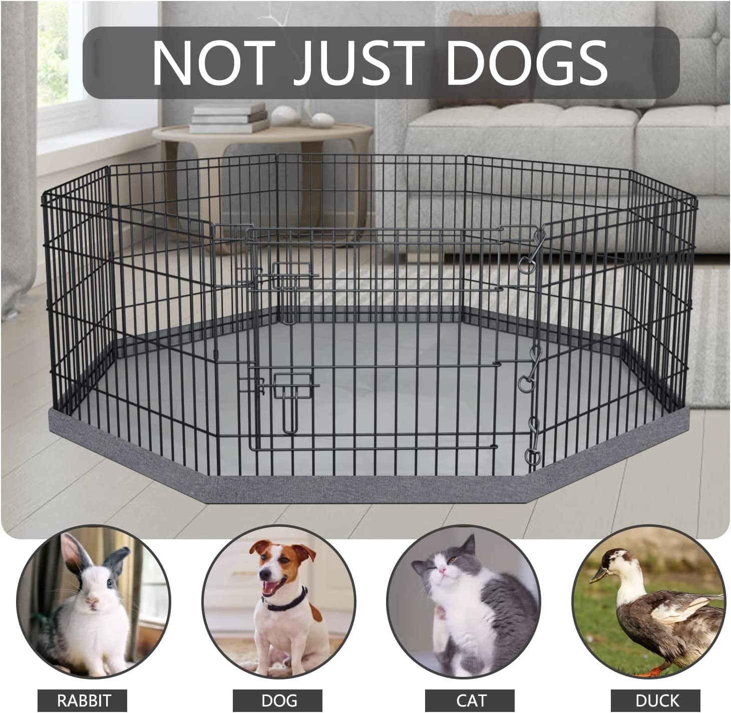 PETIME Foldable Metal Dog Exercise Pen/Pet Puppy Playpen Kennels Yard Fence Indoor/Outdoor 8 Panel 24" W X 24" H with Bottom Pad (With Bottom Pad, 8 Panels 24" H)