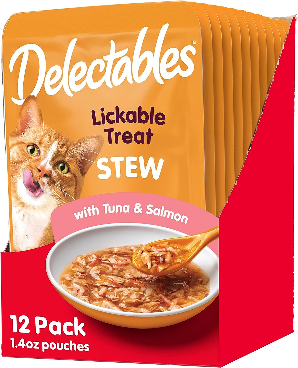 Hartz Delectables Stew Tuna & Salmon Lickable Wet Cat Treats, 1.4 Ounce (Pack of 12)