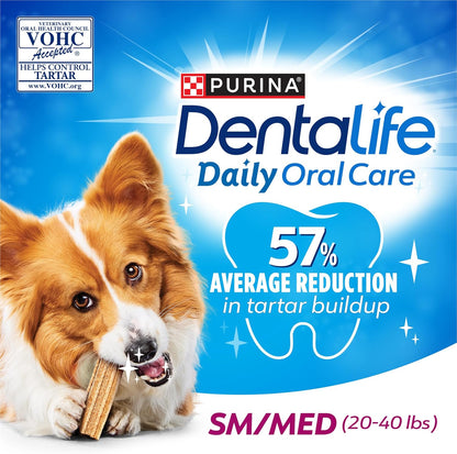 Purina Dentalife Daily Oral Care Chicken Flavor Small/Medium Breed Dog Dental Chews – Multipack 35.7 oz (2) - (94ct) - 47 ct. Pouch