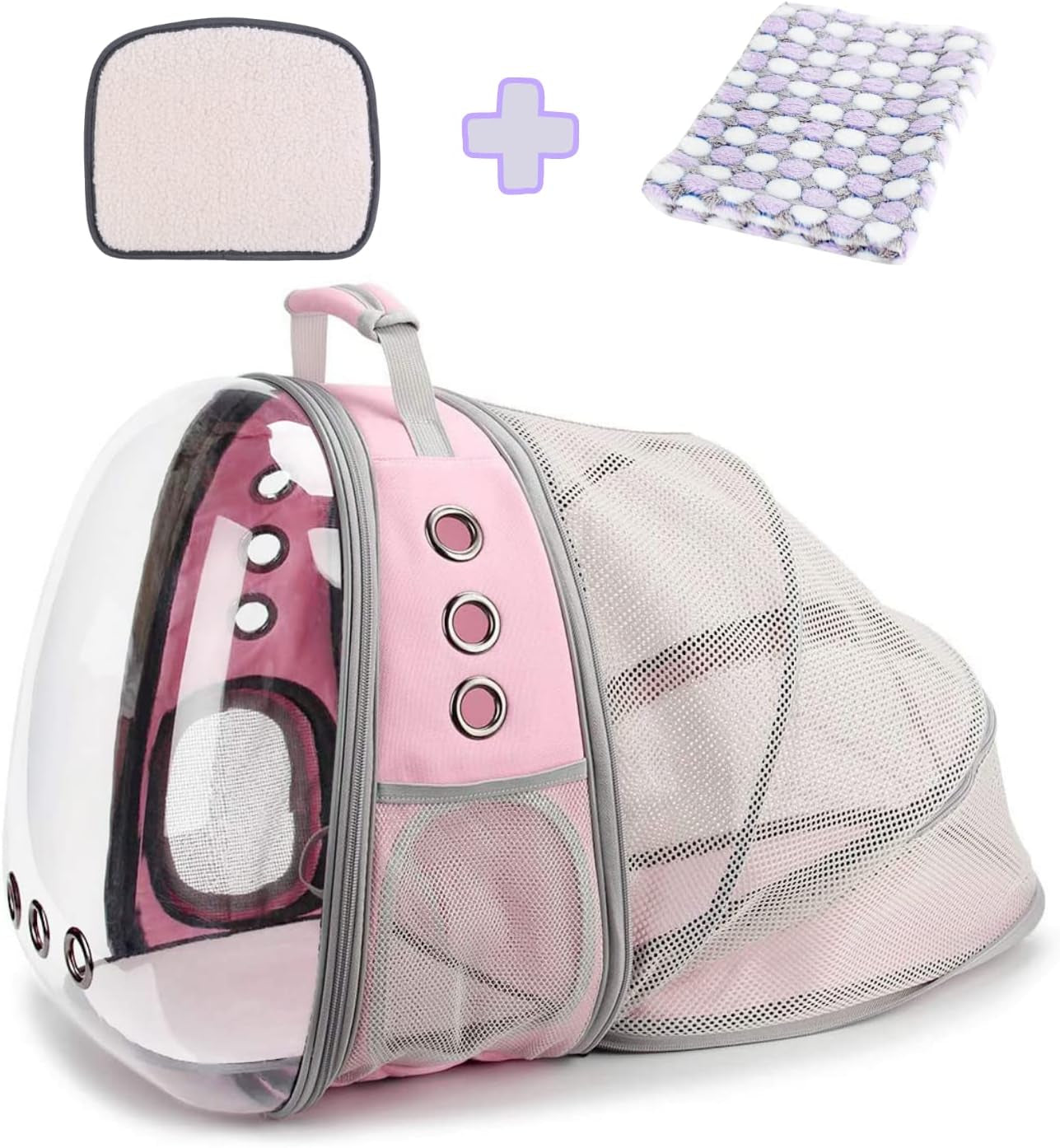 Lollimeow Bubble Expandable Cat Backpack Pet Travel Carrier for Cats and Dogs (Pink-Expandable)