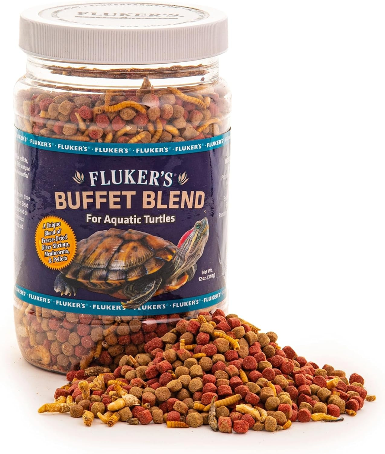 Fluker's Flukers 70131 Buffet Blend Aquatic Formula Turtle Food, 12oz