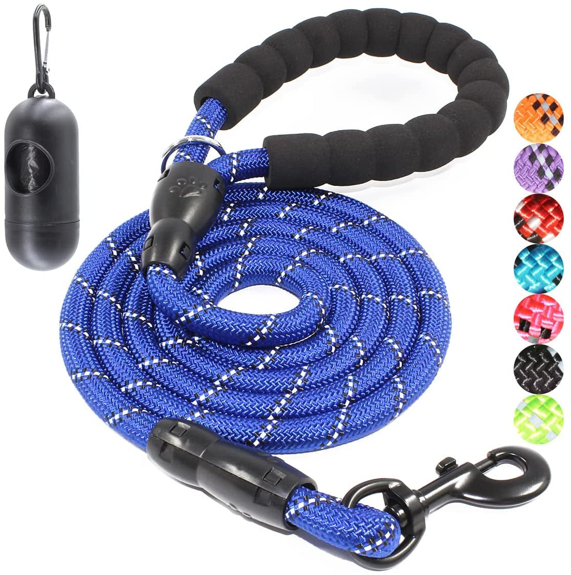 BAAPET 2/4/5/6 FT Dog Leash with Comfortable Padded Handle and Highly Reflective Threads for Small Medium and Large Dogs (6FT-1/2'', Navy Blue)