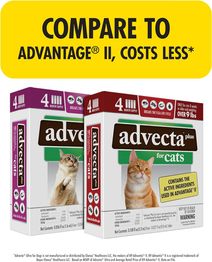 Plus Flea Prevention for Cats, Cat and Kitten Treatment & Control, Small and Large, Fast Acting Waterproof Topical Drops, 4 Month Supply