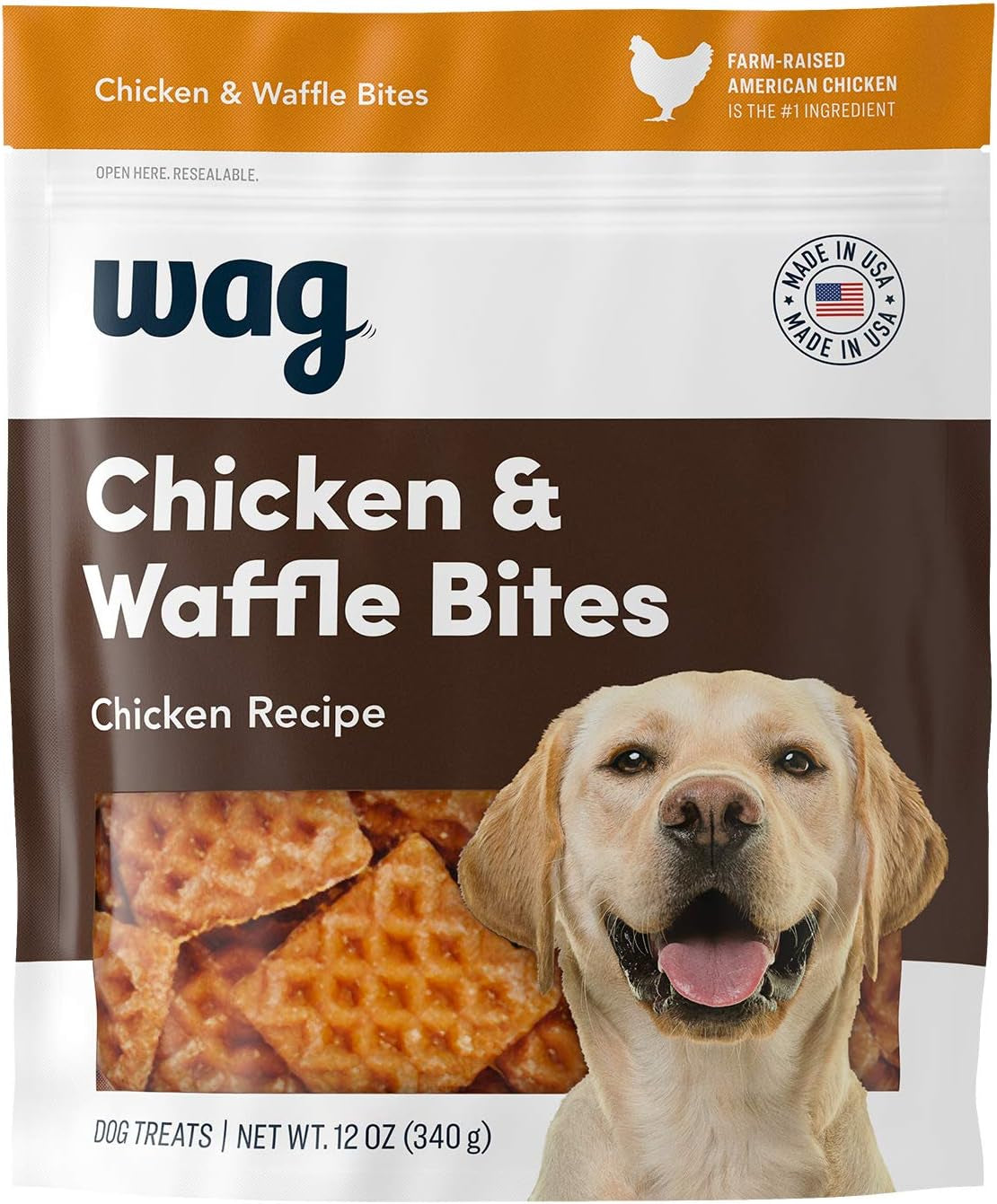 Amazon Brand - Wag Dog Treats Chicken and Waffle Bites 6Oz