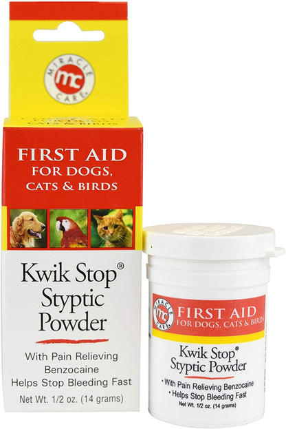 Kwik Stop Styptic Powder for Dogs, Cats, and Birds, Fast-Acting Blood Stop Powder for Pets, Quick Stop Bleeding Powder for Dog Nail Clipping, Minor Cuts, Grooming, 6.0 Oz.