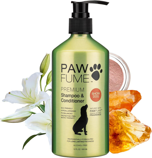 Pawfume Dog Shampoo and Conditioner – Hypoallergenic Dog Shampoo for Smelly Dogs – Best Dog Shampoos & Conditioners – Probiotic Pet Shampoo for Dogs – Best Dog Shampoo for Puppies (Show Dog)