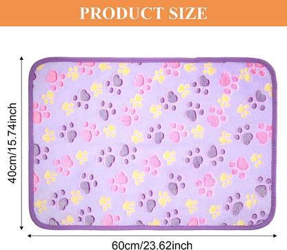 4 Pcs Pet Blanket Dog Puppy Blanket Paw Print Fleece Blanket for Small Medium Pet Dog Cat Warm Soft Sleep Mat Guinea Pig Cage Liners Blanket (Beige,Small)