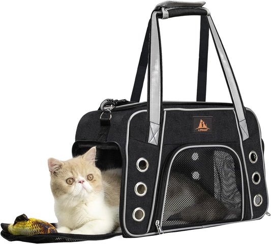 Lifeand Cat Carrier for Large and Medium Cats under 18Lb, Collapsible Soft Sided Pet Carrier, Dog Carrier, Airline Approved for Cats, Small Dogs, Kitten, Pet Privacy Protection Travel Carrier