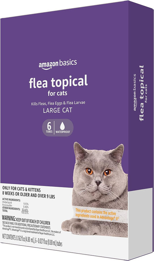 Amazon Basics Flea Topical for Large Cats (Over 9 Pounds), 6 Count