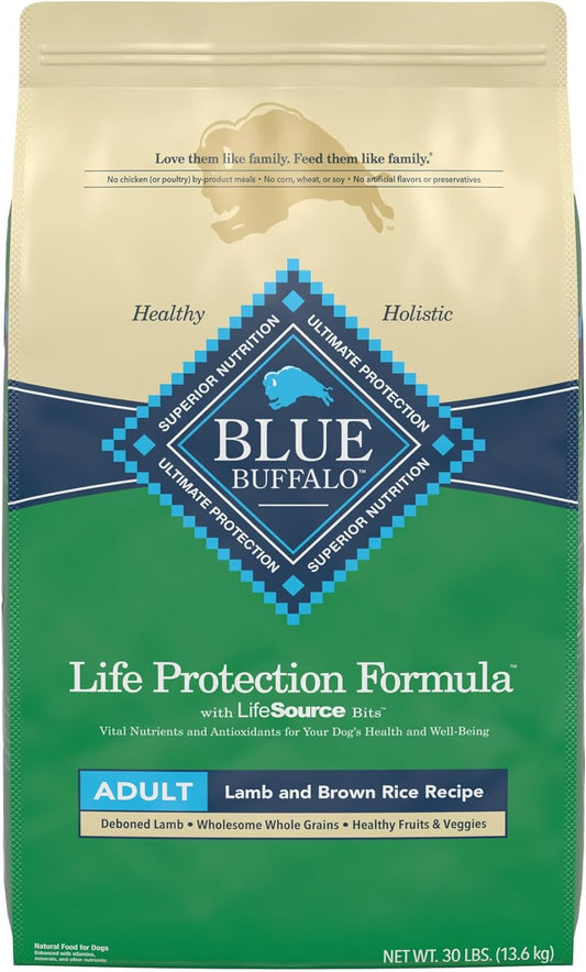 Blue Buffalo Life Protection Formula Natural Adult Dry Dog Food, Lamb and Brown Rice 30-Lb